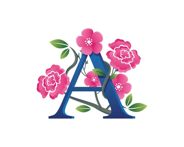 Elegantní květinové A písmeno abecedy Logo — Stockový vektor
