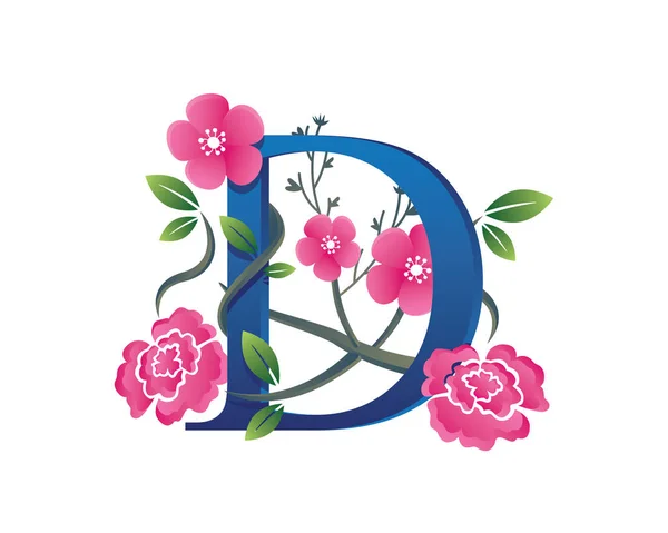 Elegantní květinové D písmeno abecedy Logo — Stockový vektor