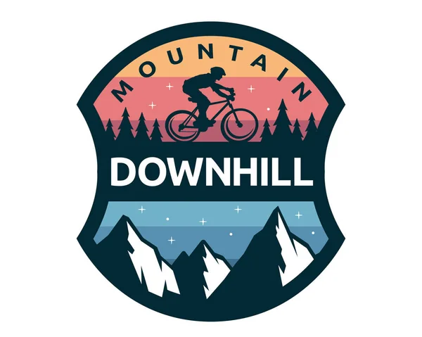 Moderne Downhill Bike Logo Badge illustratie — Stockvector