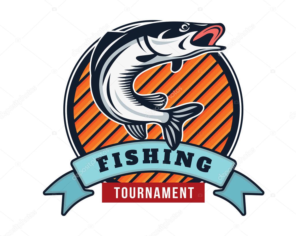 Modern Summer Fishing Logo Badge Illustration