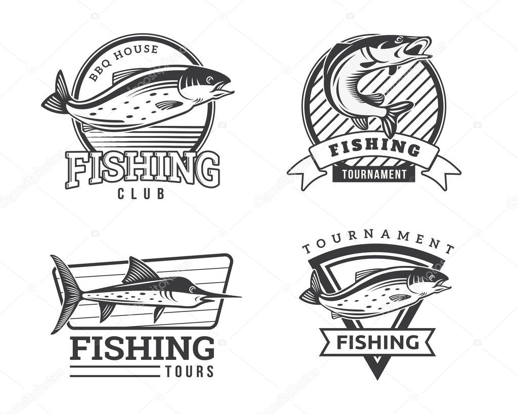 Modern Summer Fishing Logo Badge Illustration