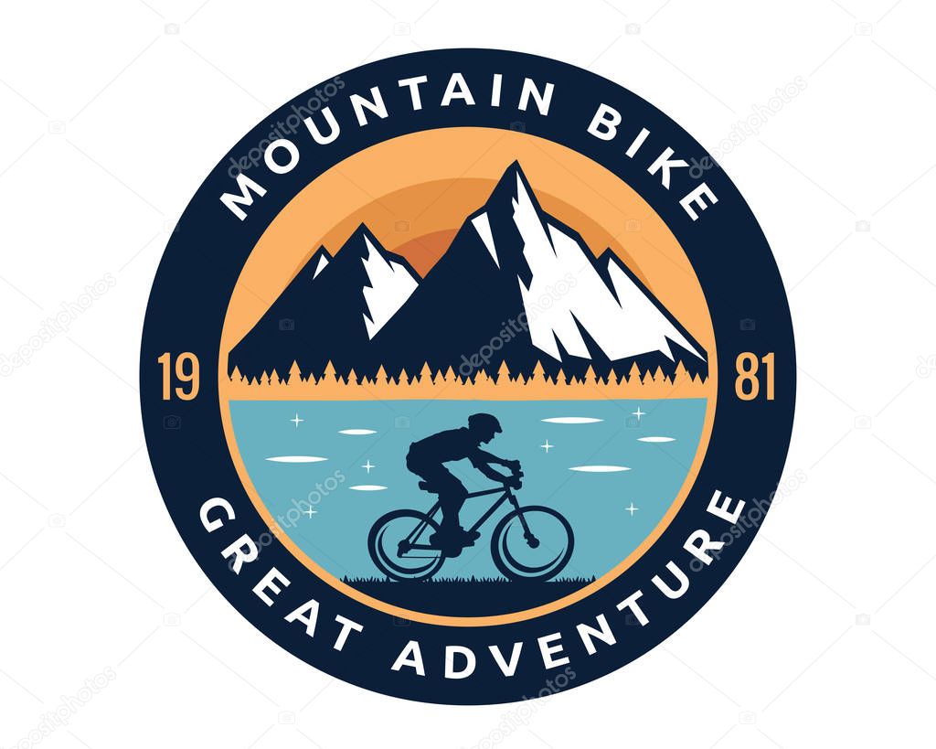 Modern Downhill Bike Logo Badge Illustration