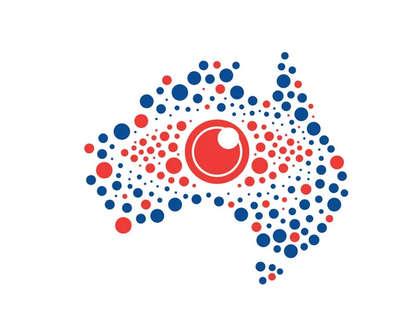 Logo Moderno Australia Eye Visión Bit Polka Dot Technology Australia — Vector de stock