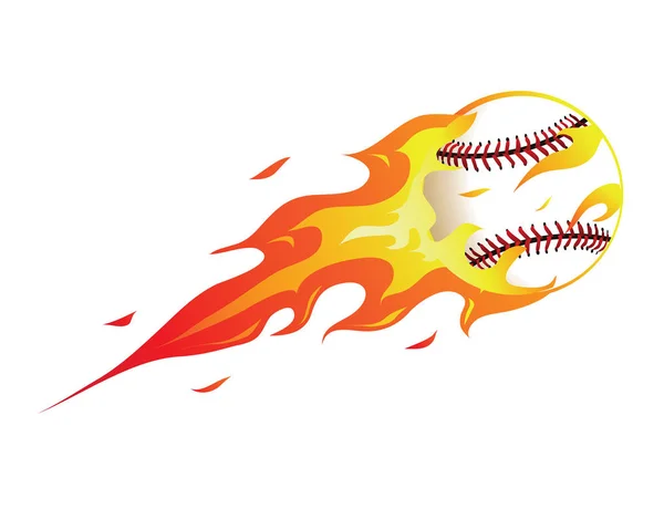 Logotipo Ilustração Bola Beisebol Chamas Moderna — Vetor de Stock