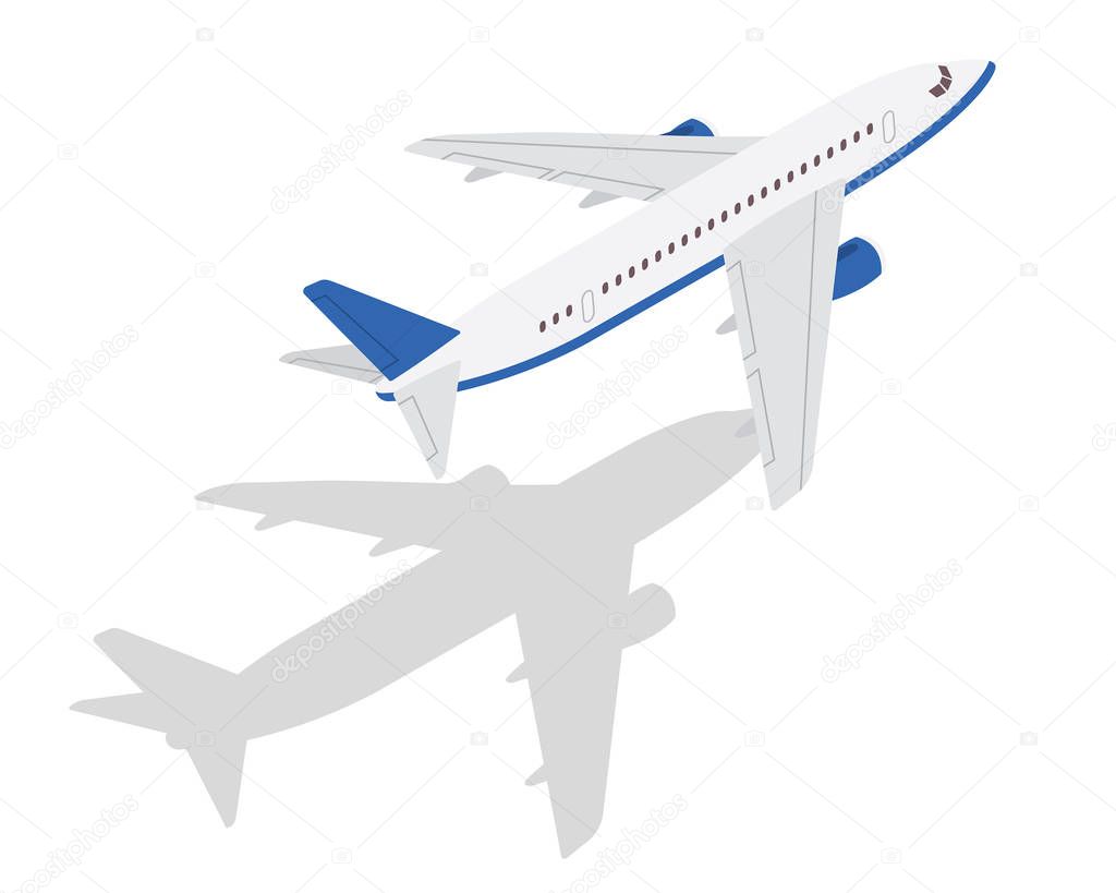 Modern Isometric Air Transportation Illustration - Private Business Jet Airplane Front View