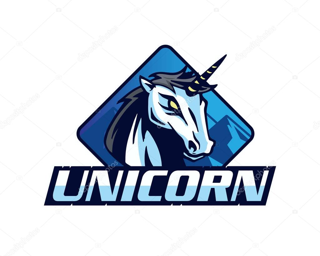 Modern Animal Sports Team Logo Badge Illustration, Unicorn