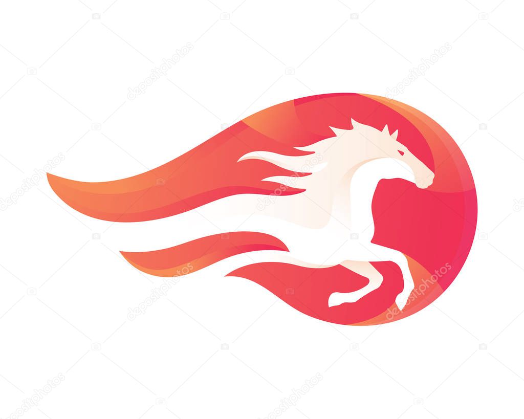 Modern Flaming Stallion Logo