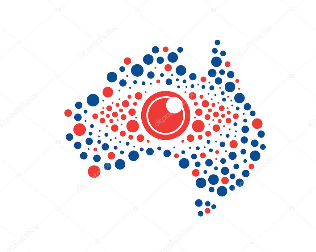 Modern Australia Logo - Eye Vision Bit Polka Dot Technology Australia Map