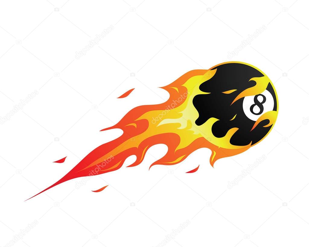 Modern Flaming Pool Ball Illustration Logo