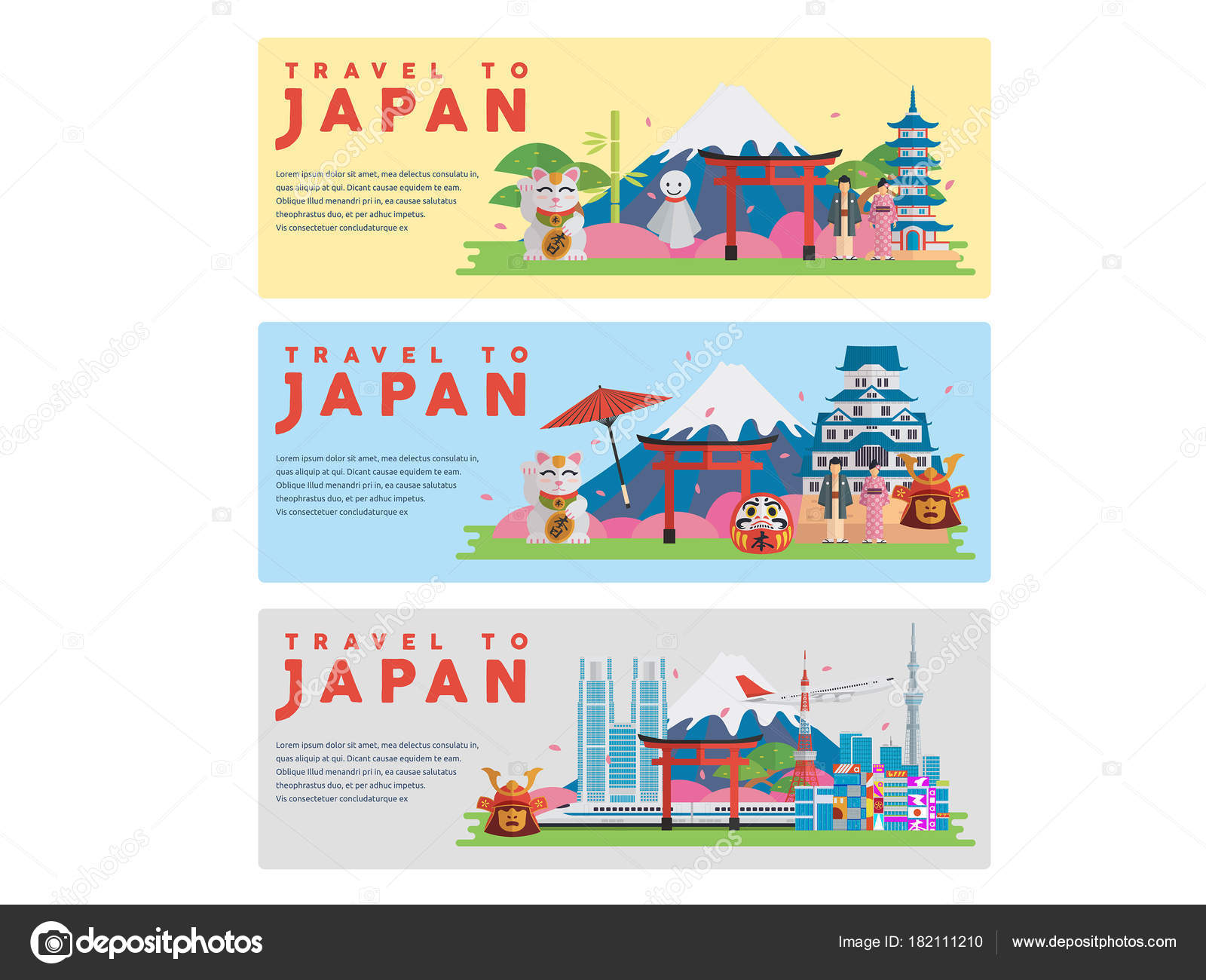 日本のベクトル イラスト Web 広告プロモーション バナー イラストへの旅 ストックベクター C Naulicreative 182111210