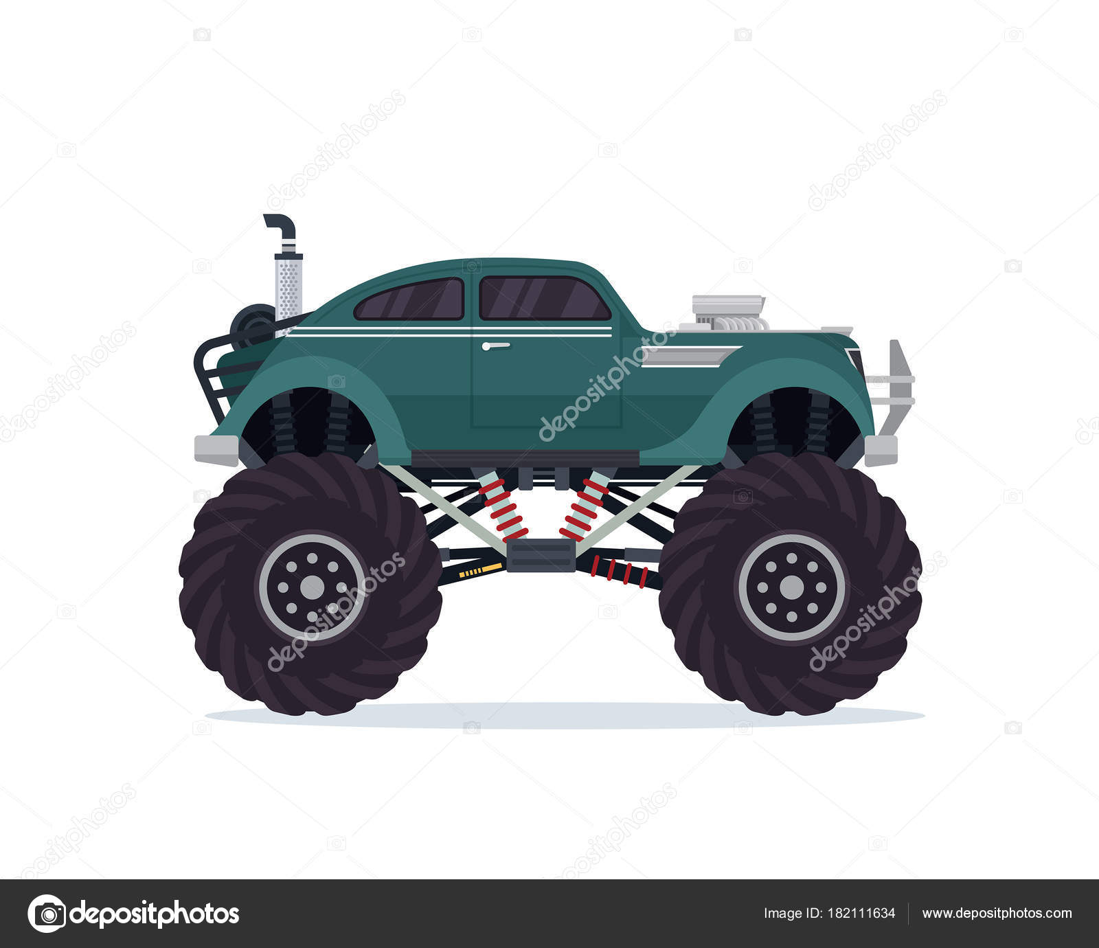 cartoon monster truck in mud