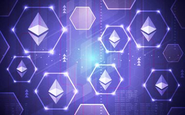 Modern Ultra HD Kripto Para Birimi Ethereum Küresel Ağ Teknolojisi Sansasyonel Arkaplan