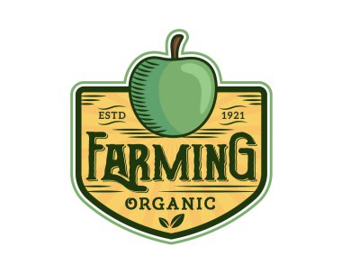 Modern yeşil Organik çiftlikleri Logo Rozet illüstrasyon