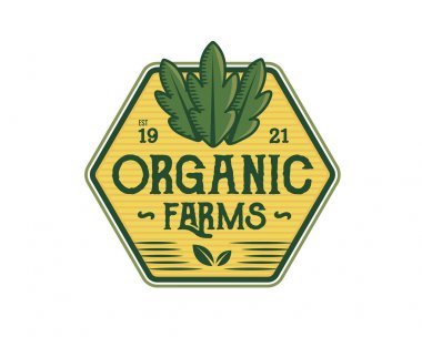 Modern yeşil Organik çiftlikleri Logo Rozet illüstrasyon