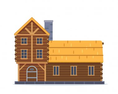 Vintage Ortaçağ tarihi konut ev illüstrasyon