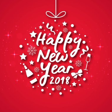 Modern mutlu yeni yıl 2018 kartı illüstrasyon, tebrik kartı, Parti Davetiyesi ve sosyal medya için uygun