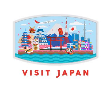 Japonya ünlü turistik hedef illüstrasyon