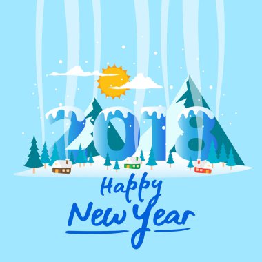 Modern mutlu yeni yıl 2018 kutlama kartı, davet, Web reklam, sosyal medya ve yeni yıl ilgili durum için uygun