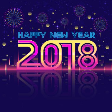 Modern mutlu yeni yıl 2018 kutlama kartı, davet, Web reklam, sosyal medya ve yeni yıl ilgili durum için uygun