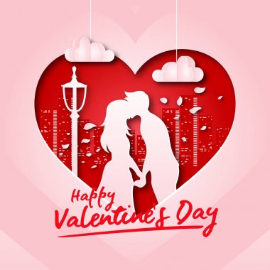 Modern Romantik öpüşme çift mutlu Sevgililer kartı, davet, Web reklam, sosyal medya ve diğer Sevgililer ilgili fırsat için uygun