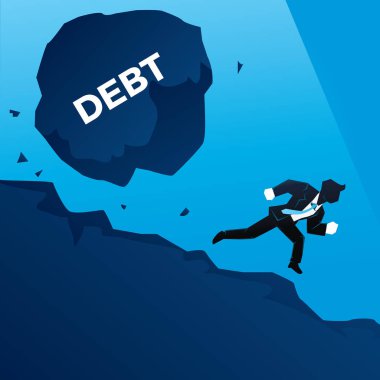 Yaratıcı Yüksek Risk borç kartopu etkisi yaratıcı işadamı illüstrasyon kavramı kaçınarak Meydanı