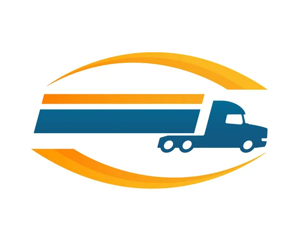 現代のトラック物流配信ロゴ グリーン サスティナブル エクスプレス — ストックベクタ