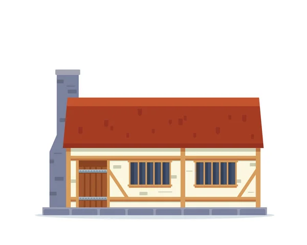 Vintage Medieval Historical Residential House Illustration — Stock Vector