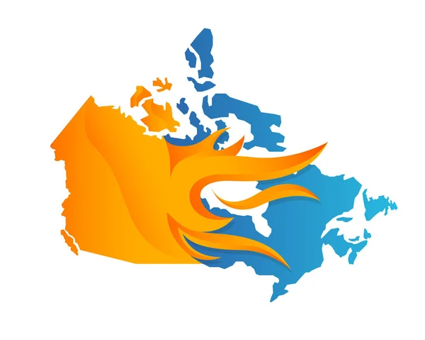 Moderno Flaming Canada Mapa Ilustración — Archivo Imágenes Vectoriales