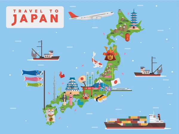 Viajar Japón Vector Ilustración — Vector de stock