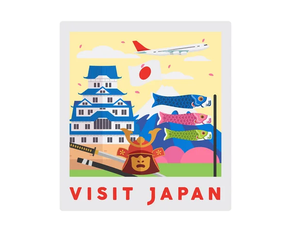 Japon Destination Touristique Célèbre Illustration — Image vectorielle