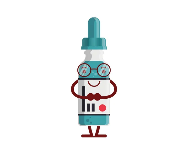 健康快乐和可爱的药瓶插图卡通 — 图库矢量图片