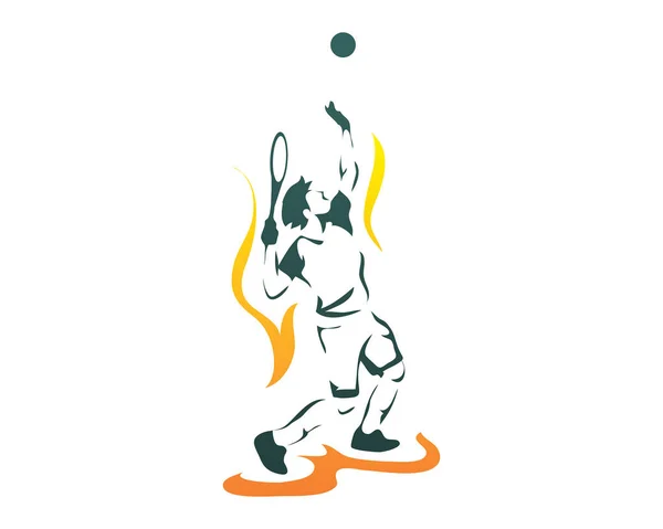 Atleta Sportivo Appassionato Azione Logo Grande Giocatore Tennis Appassionato Servire — Vettoriale Stock