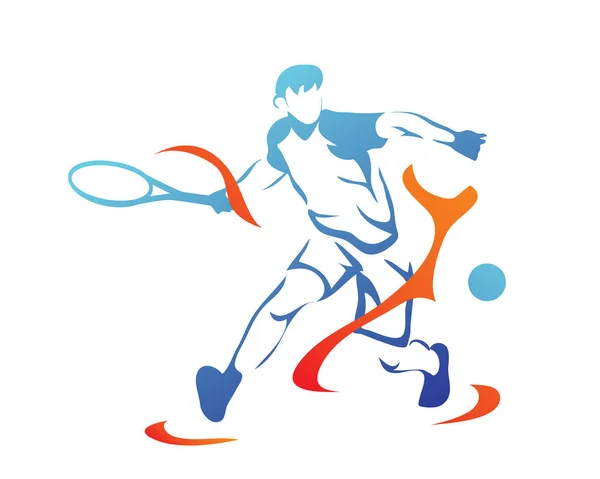 Logo Athlète Sportif Passionné Action Joueur Tennis Passionné Big Serve — Image vectorielle