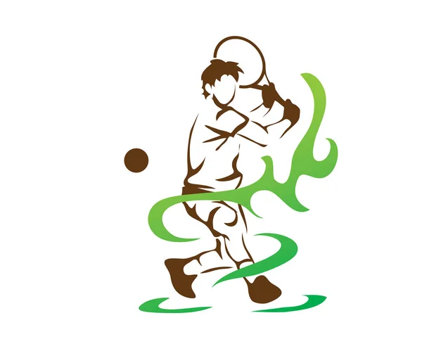 Szenvedélyes Sport Atléta Akció Logo Nagy Szenvedélyes Teniszező Szolgálja — Stock Vector