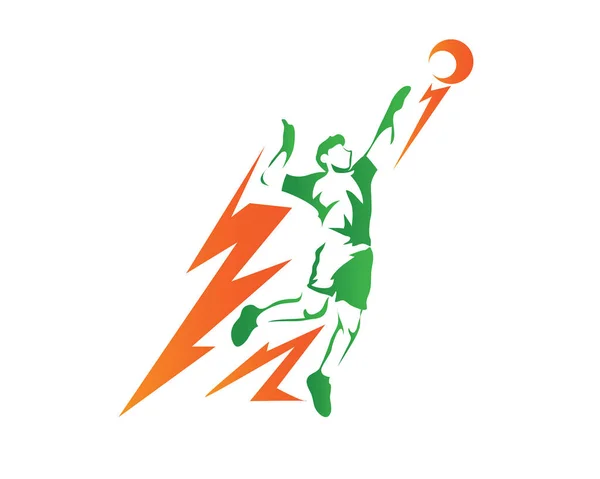 Illustrazione Appassionata Moderna Del Logo Dell Atleta Professionista Pallavolo — Vettoriale Stock