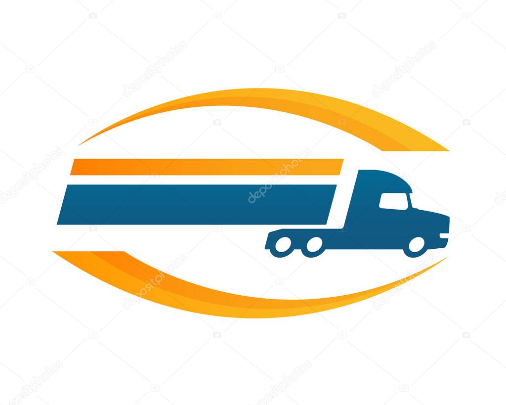 Modern Truck Logistic Delivery Logo - Green Eco Friendly Express