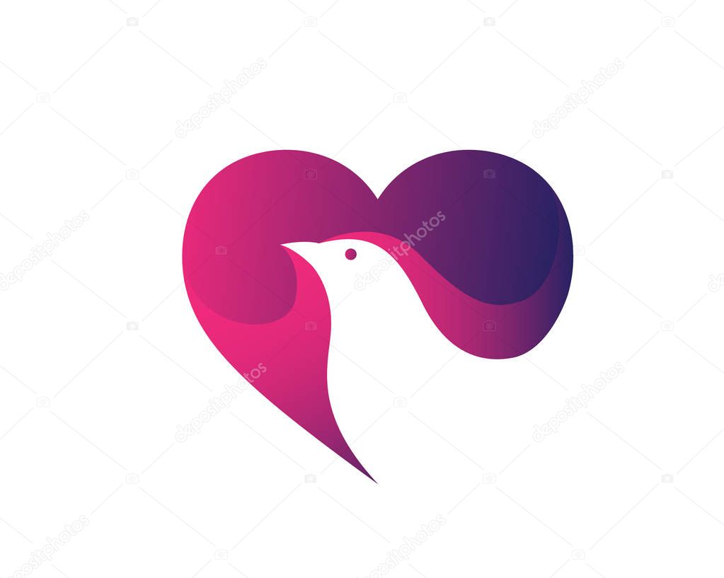 Modern Pigeon Logo - Love Peace Heart Symbol