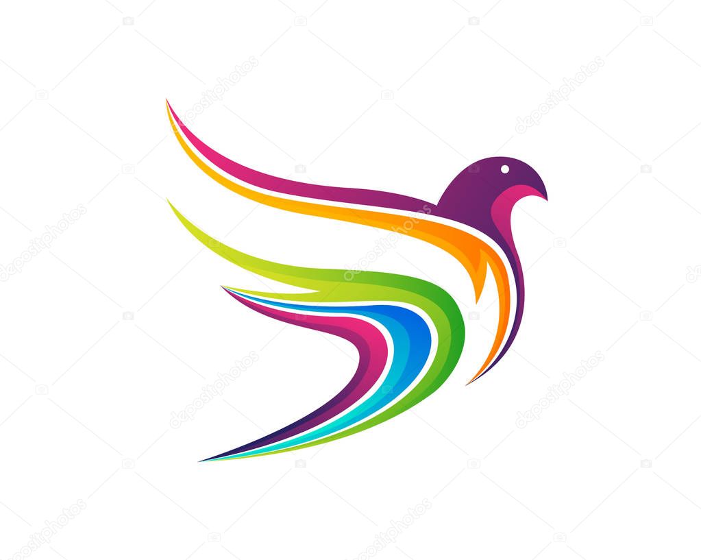 Modern Pigeon Logo - Colorful Abstract Pigeon