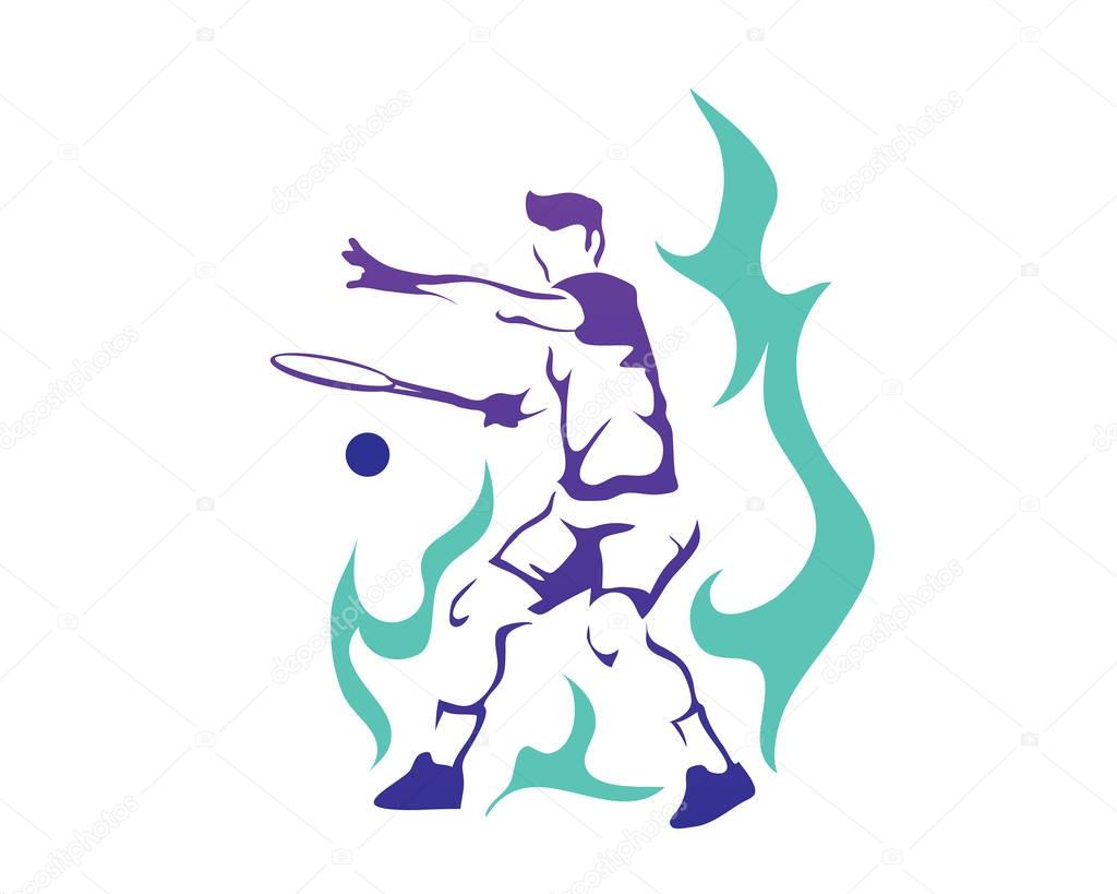 Passionate Sports Athlete In Action Logo - Passionate Tennis Player Big Serve