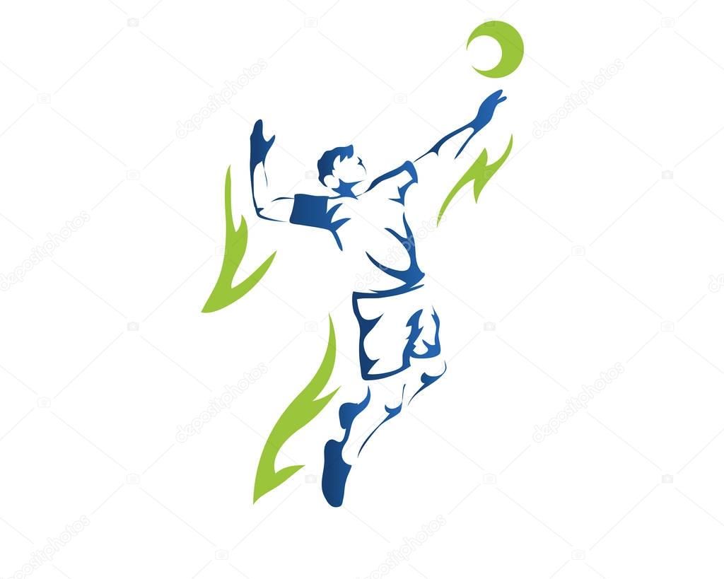Modern Professional Passionate Volleyball Athlete Logo Illustration