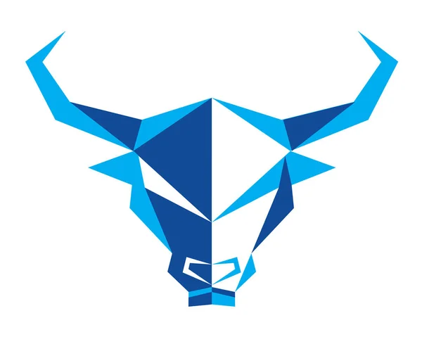 Logotipo Animal Abstrato Simétrico Poligonal Buffalo — Vetor de Stock