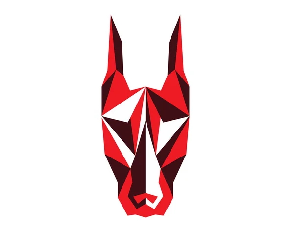多角形対称的な抽象的な動物ロゴ ドーベルマン — ストックベクタ