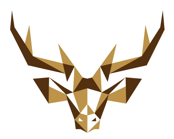 Polygonal Symmetrisch Abstraktes Tierlogo Hirsch — Stockvektor