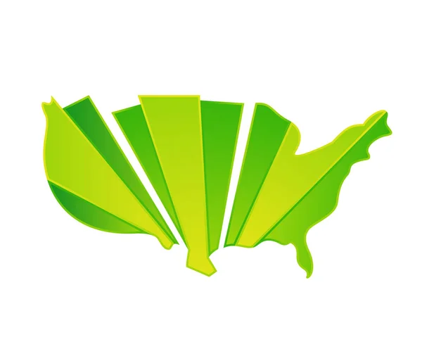 Modern Creative American Map Logo Abstrakte Grüne Sunrise Energy America — Stockvektor