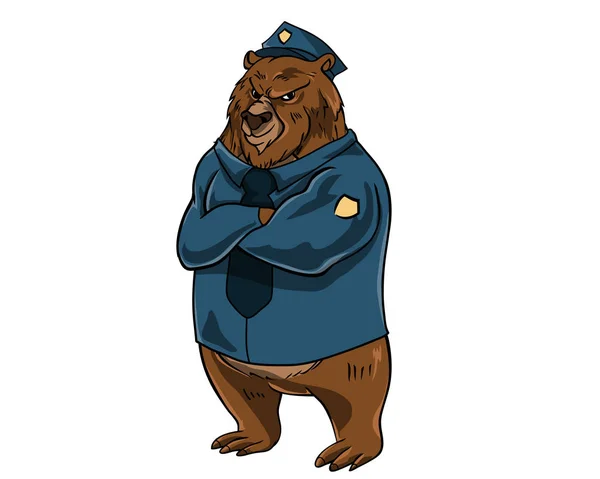 Carácter Ocupacional Oso Policía — Vector de stock