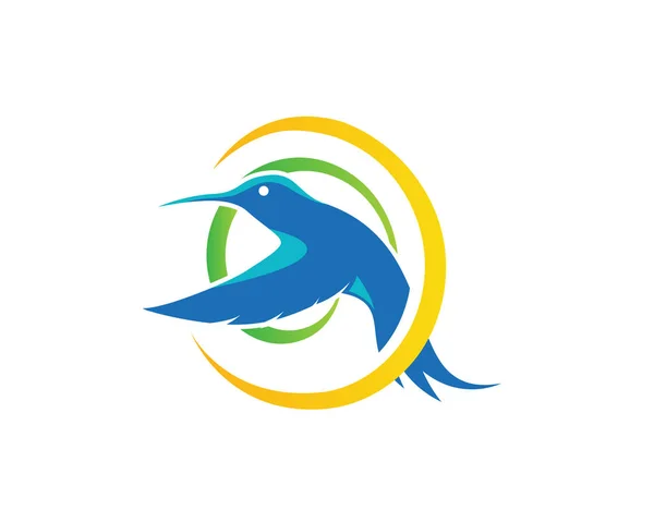 Modern Bird Logo Hummingbird Wave — Stock Vector
