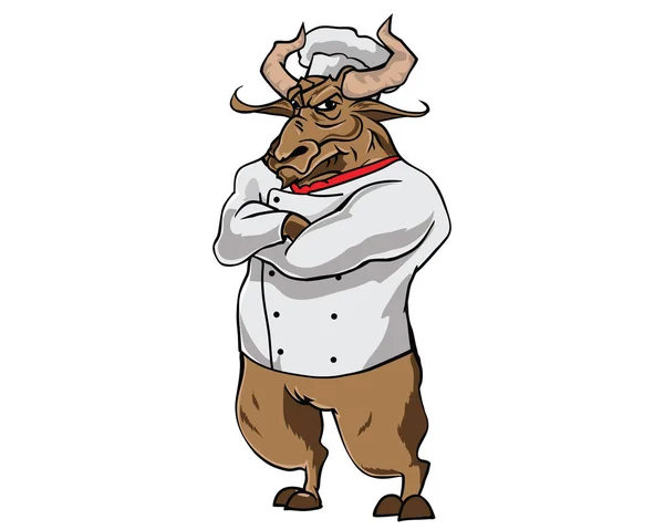 Caractère Bull Illustration Chef — Image vectorielle