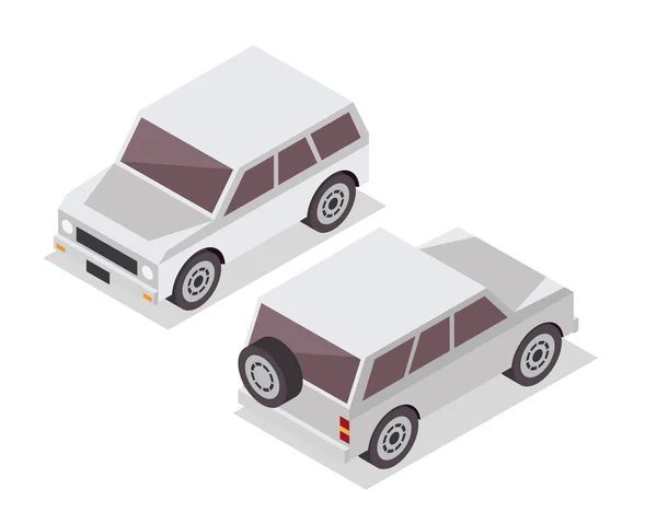 Сучасний Ізометричний Міський Автомобіль Ілюстрація Логотип Білий Позашляховик Автомобіля — стоковий вектор
