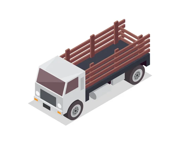 Moderne Isometrische Städtische Fahrzeugillustration Logo Landwirtschaftlicher Lkw — Stockvektor