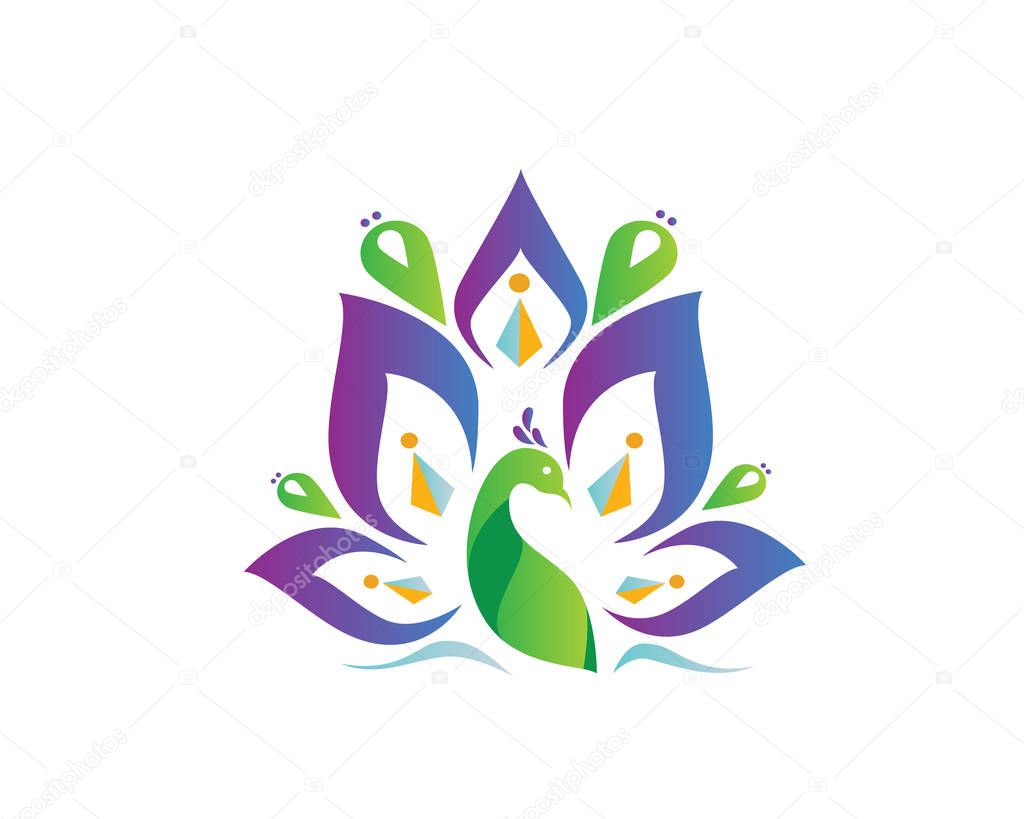 Modern Bird Logo - Glowing Elegant Peacock
